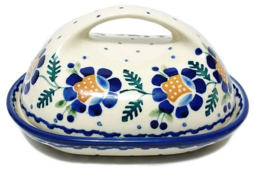 Butter Dish Blue Daisy