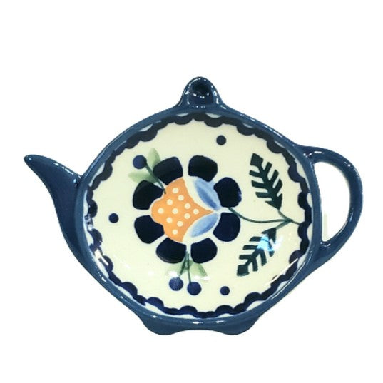 Polish Pottery Blue Daisy Tea Bag Holder